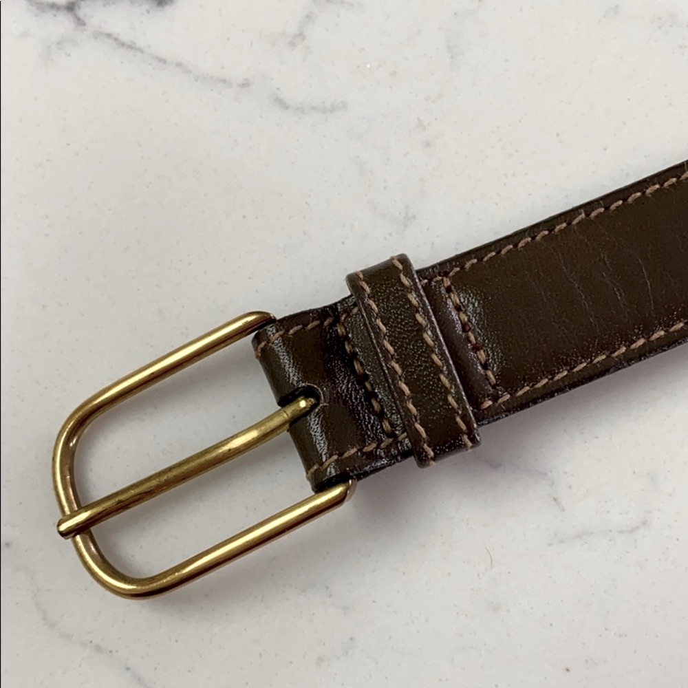Trafalgar thin leather belt w/ gold color buckle
